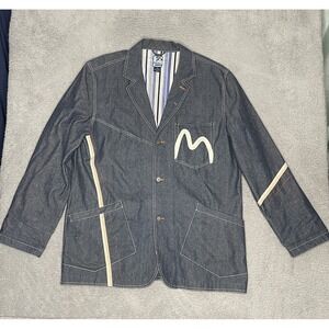 Vintage Y2K Raw Blue Nurealms Blazer Denim Jean Sport Jacket Coat‎ Mens 2XL